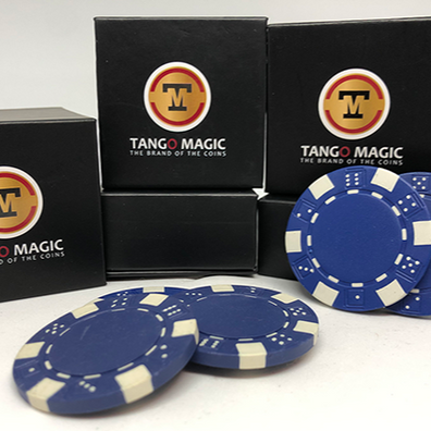 TUC Poker Chip Blue plus 3 regular chips (PK002B) by Tango Magic - Trick